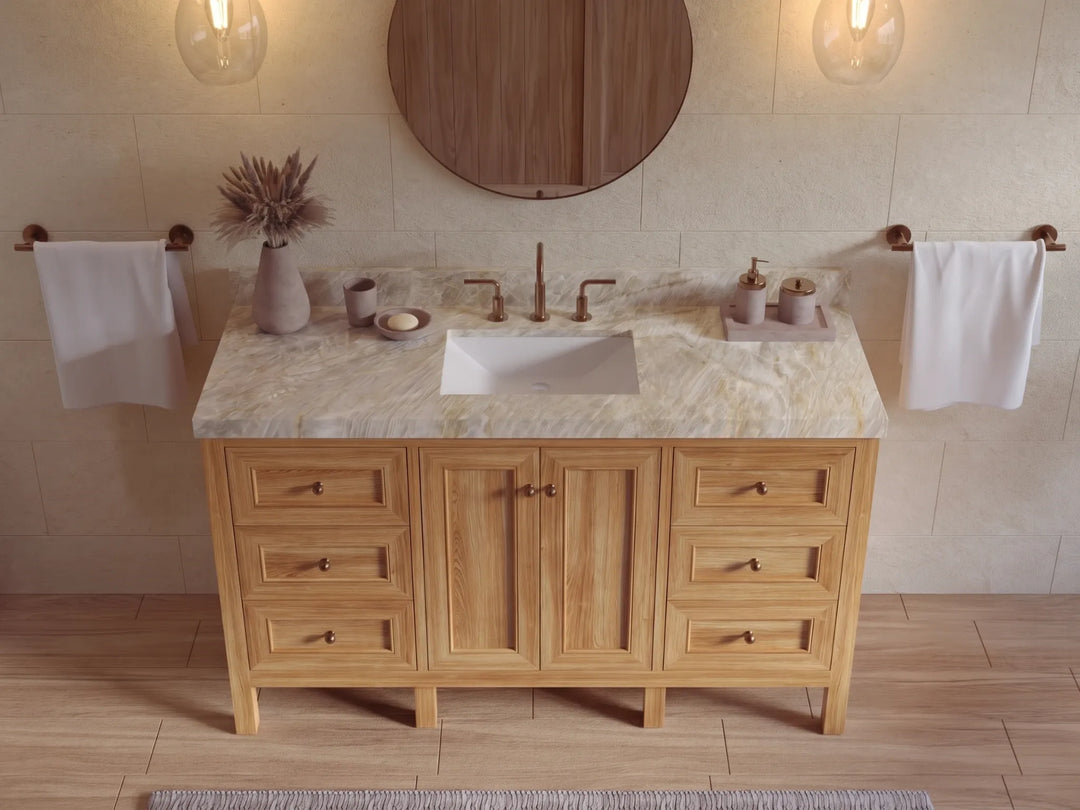 Nashville Teak Wood 60 in. W x 22 in. D Single Sink Bathroom Vanity | 
              
                Light Natural Teak
                
                  
             - NAS_TK_LNT_WHQZ_60S - photo №33
