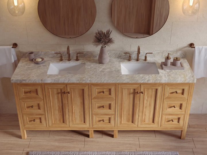 Nashville Teak Wood 84 in. W x 22 in. D Double Sink Bathroom Vanity - photo 28
