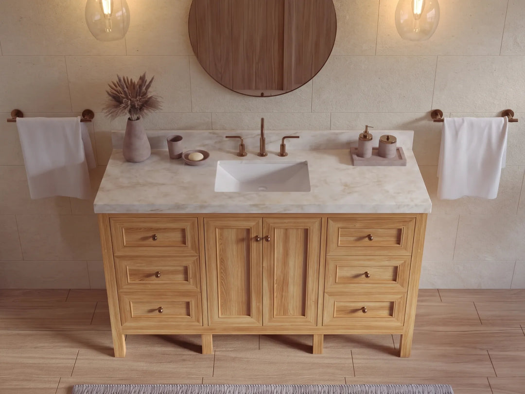 Nashville Teak Wood 60 in. W x 22 in. D Single Sink Bathroom Vanity | 
              
                Light Natural Teak
                
                  
             - NAS_TK_LNT_WHQZ_60S - photo №34