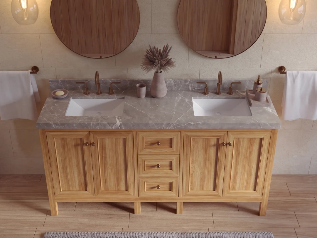 Nashville Teak Wood 72 in. W x 22 in. D Double Sink Bathroom Vanity | 
              
                Light Natural Teak
                
                  
             - NAS_TK_LNT_WHQZ_72D - photo №32