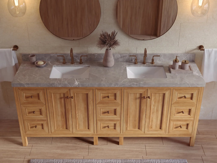 Nashville Teak Wood 72 in. W x 22 in. D Double Sink Bathroom Vanity - photo 31