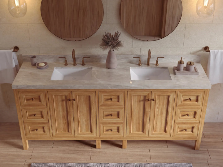 Nashville Teak Wood 84 in. W x 22 in. D Double Sink Bathroom Vanity - photo 39