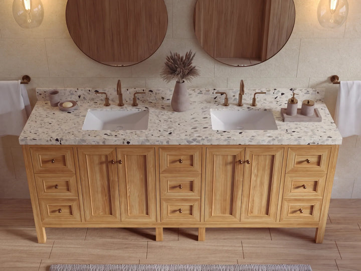 Nashville Teak Wood 84 in. W x 22 in. D Double Sink Bathroom Vanity - photo 31