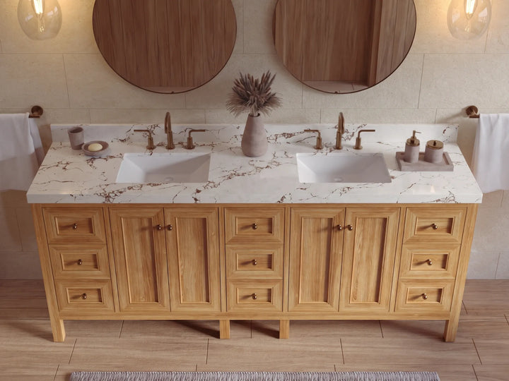 Nashville Teak Wood 72 in. W x 22 in. D Double Sink Bathroom Vanity - photo 27