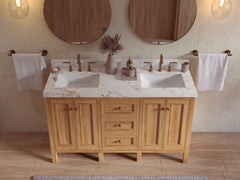 Nashville Teak Wood 60 in. W x 22 in. D Double Sink Bathroom Vanity - photo 24