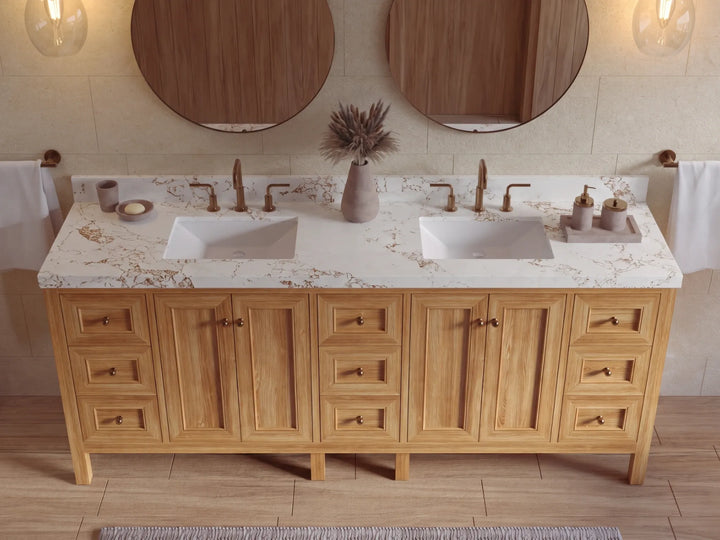 Nashville Teak Wood 72 in. W x 22 in. D Double Sink Bathroom Vanity - photo 28