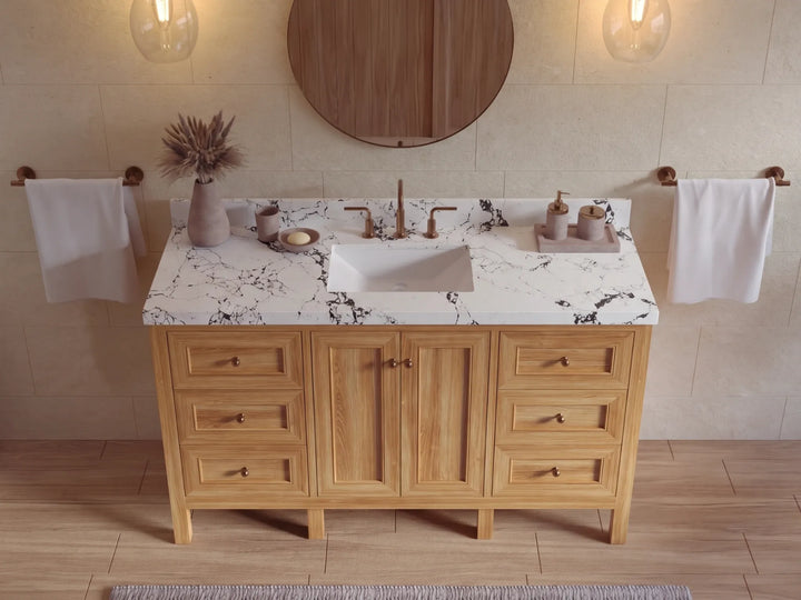 Nashville Teak Wood 60 in. W x 22 in. D Single Sink Bathroom Vanity - photo 28
