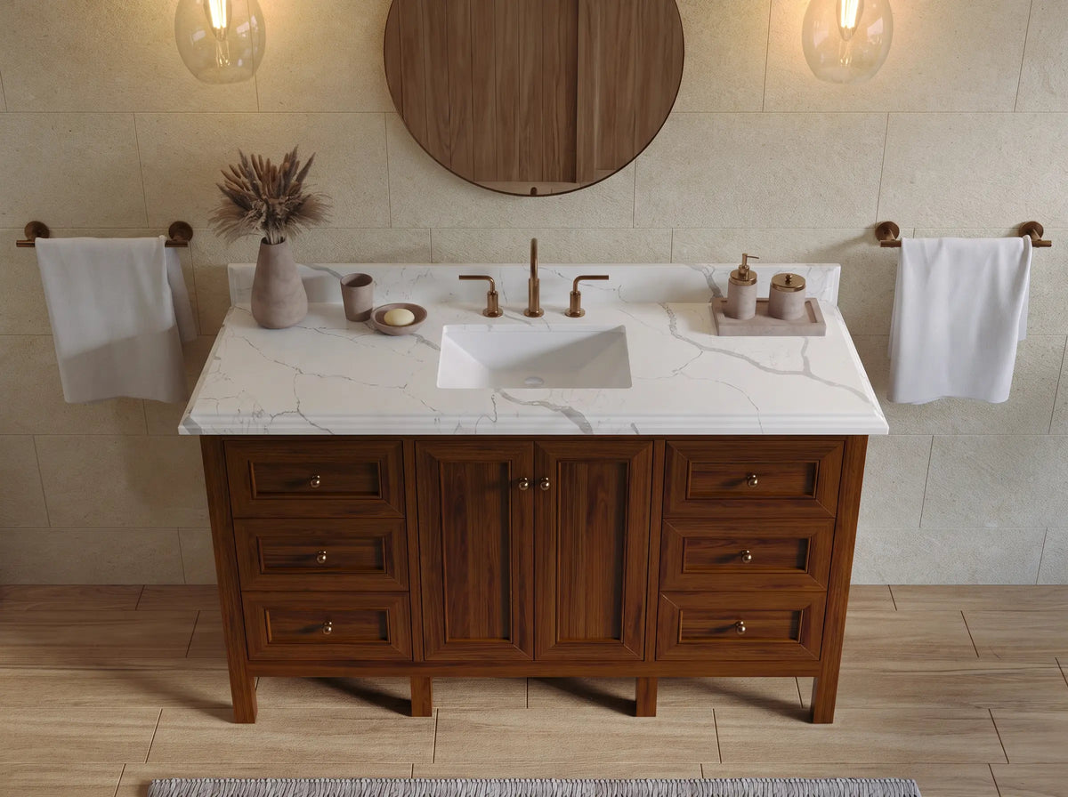 Nashville Teak Wood 60 in. W x 22 in. D Single Sink Bathroom Vanity