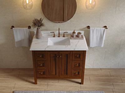 Nashville Teak Wood 42 in. W x 22 in. D Single Sink Bathroom Vanity