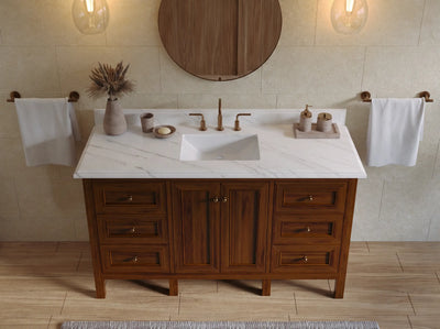 Nashville Teak Wood 60 in. W x 22 in. D Single Sink Bathroom Vanity
