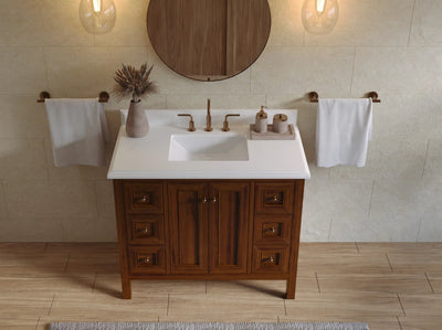 Nashville Teak Wood 42 in. W x 22 in. D Single Sink Bathroom Vanity