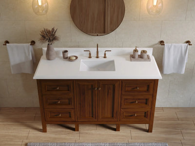 Nashville Teak Wood 60 in. W x 22 in. D Single Sink Bathroom Vanity