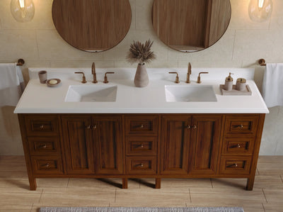 Nashville Teak Wood 84 in. W x 22 in. D Double Sink Bathroom Vanity