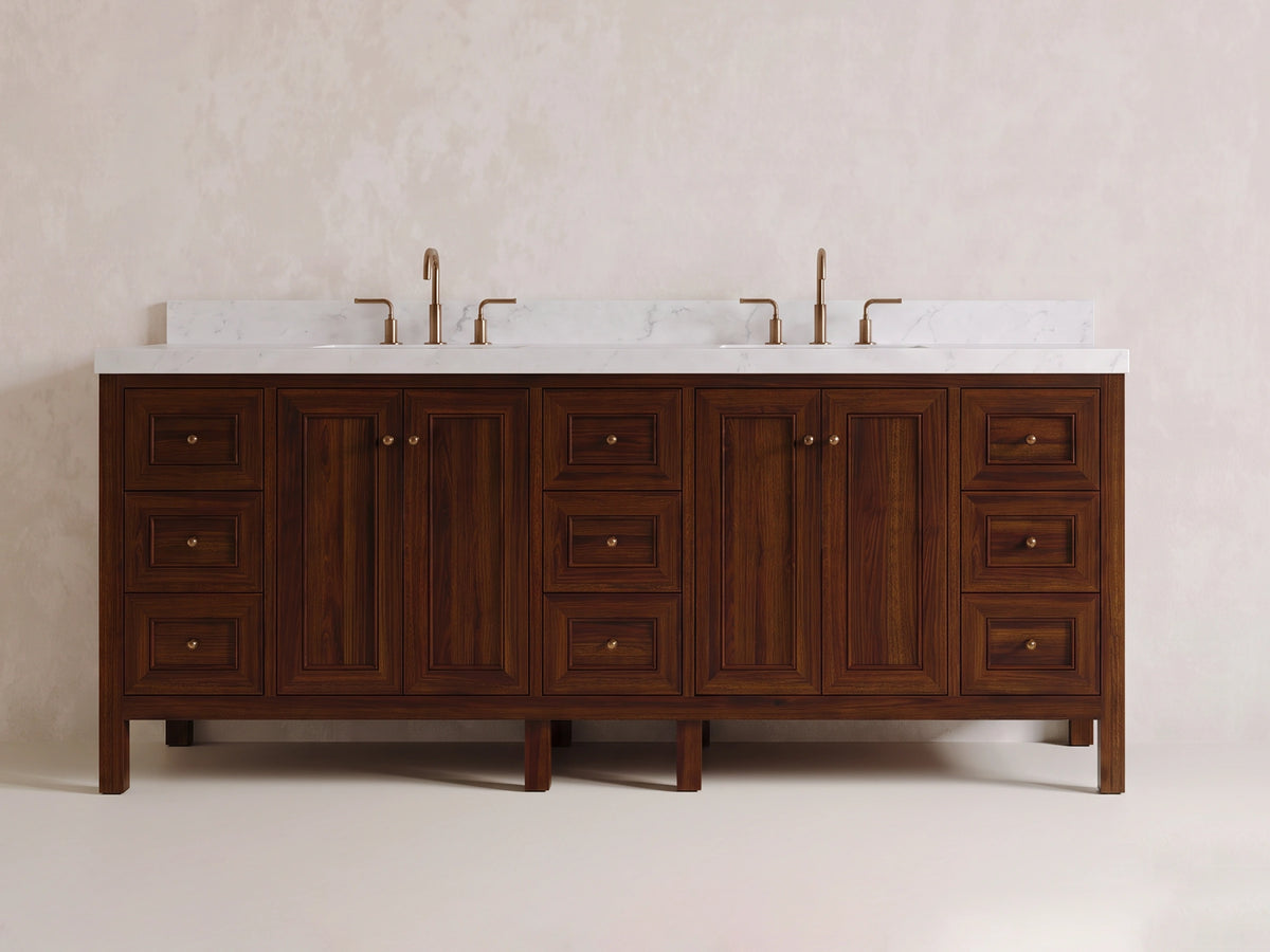 Nashville Teak Wood 84 in. W x 22 in. D Double Sink Bathroom Vanity