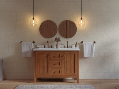 Nashville Teak Wood 48 in. W x 22 in. D Double Sink Bathroom Vanity