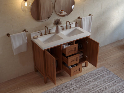 Nashville Teak Wood 48 in. W x 22 in. D Double Sink Bathroom Vanity