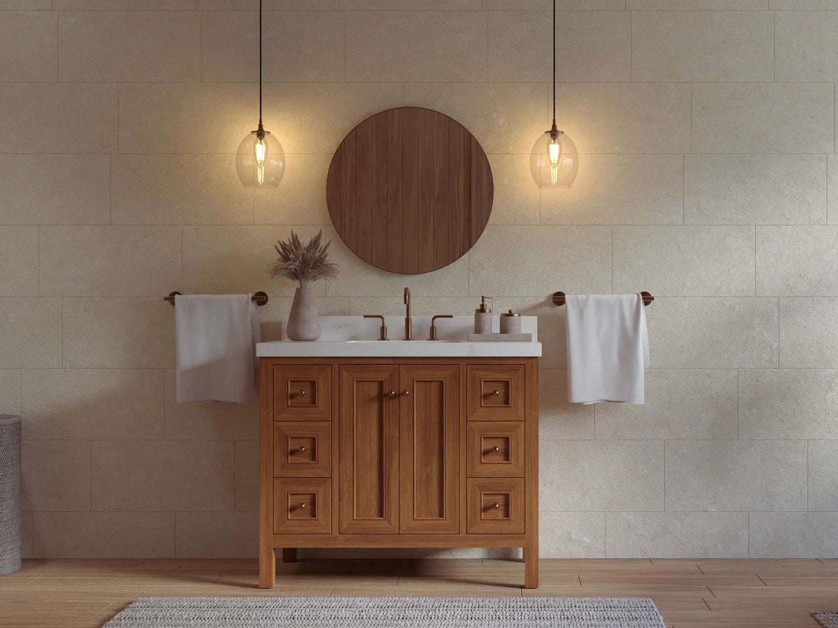 Nashville Teak Wood 42 in. W x 22 in. D Single Sink Bathroom Vanity