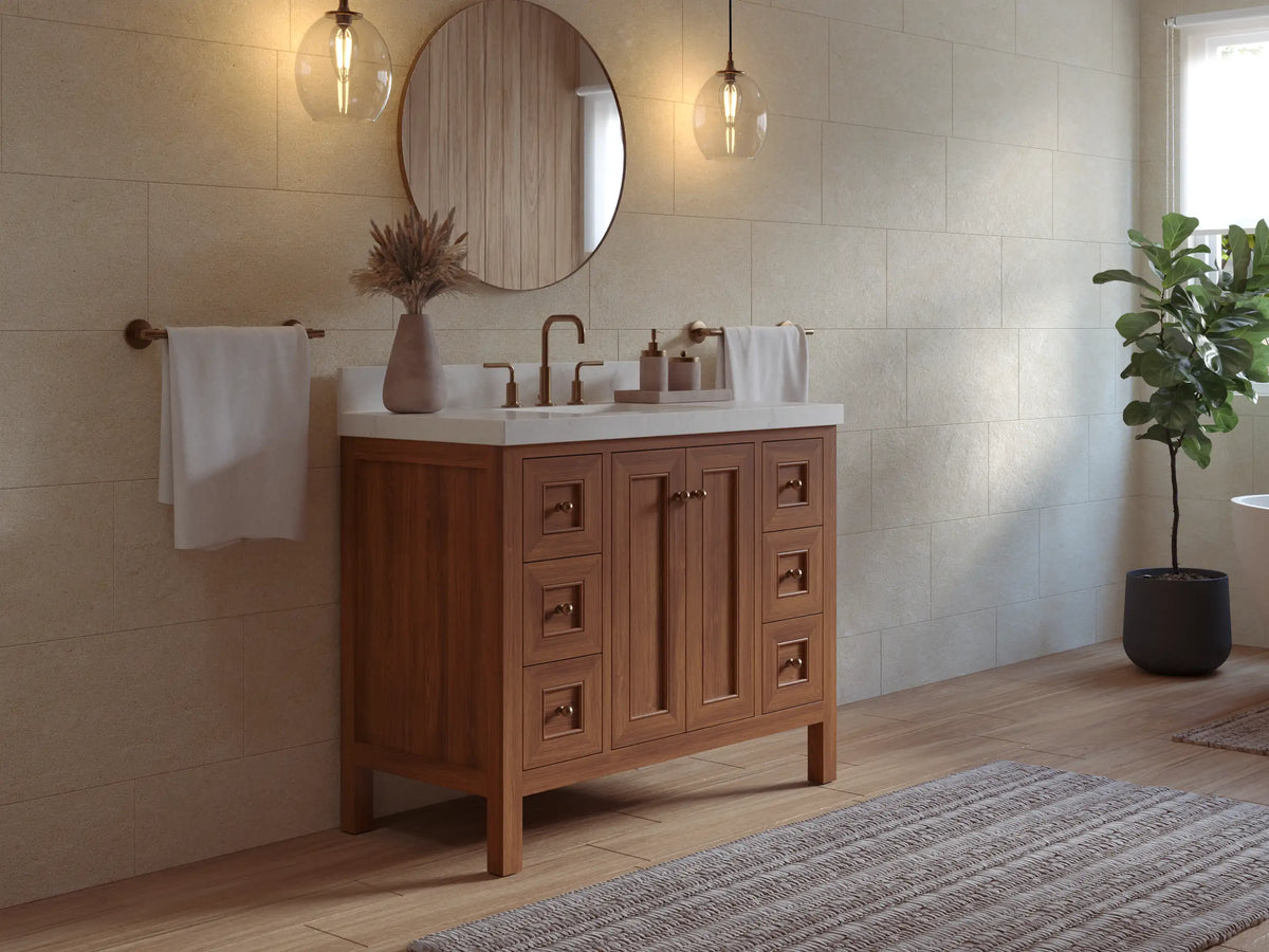 Nashville Teak Wood 42 in. W x 22 in. D Single Sink Bathroom Vanity