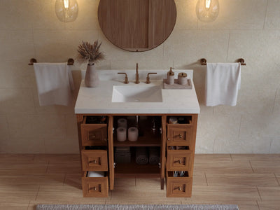Nashville Teak Wood 42 in. W x 22 in. D Single Sink Bathroom Vanity