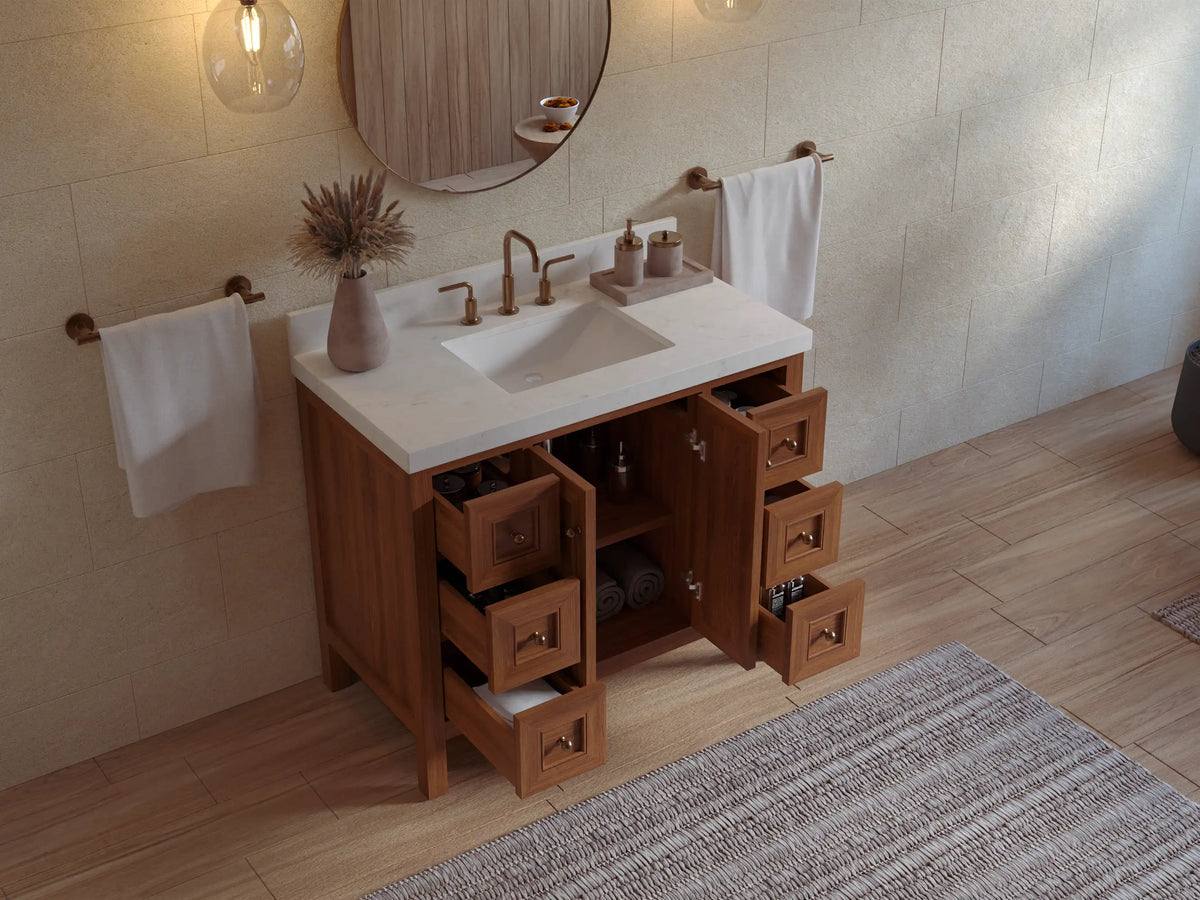 Nashville Teak Wood 42 in. W x 22 in. D Single Sink Bathroom Vanity