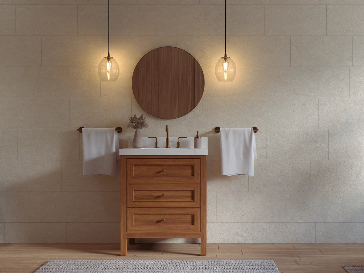 Nashville Teak Wood 30 in. W x 22 in. D Single Sink Bathroom Vanity