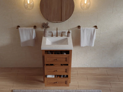 Nashville Teak Wood 24 in. W x 22 in. D Single Sink Bathroom Vanity