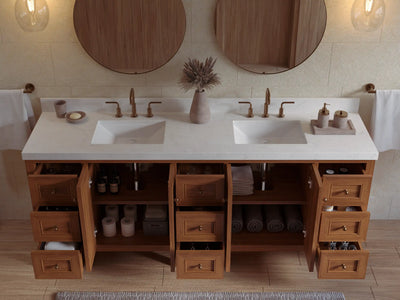 Nashville Teak Wood 84 in. W x 22 in. D Double Sink Bathroom Vanity