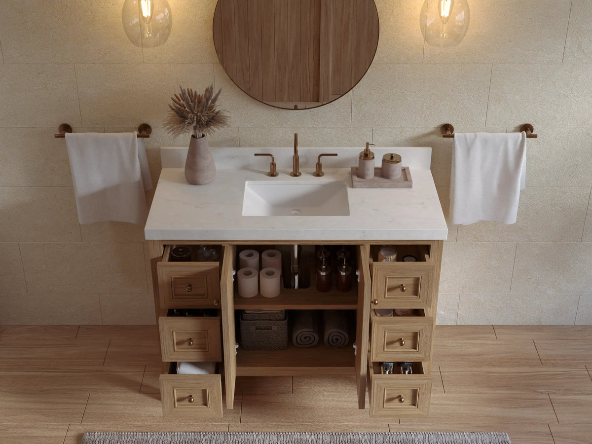 Nashville Teak Wood 48 in. W x 22 in. D Single Sink Bathroom Vanity