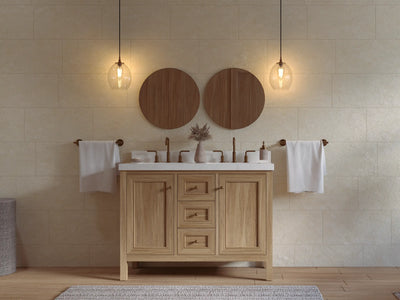Nashville Teak Wood 48 in. W x 22 in. D Double Sink Bathroom Vanity