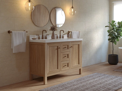 Nashville Teak Wood 48 in. W x 22 in. D Double Sink Bathroom Vanity