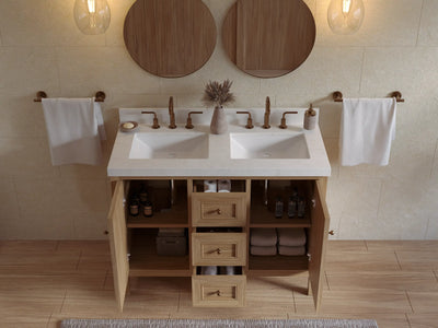 Nashville Teak Wood 48 in. W x 22 in. D Double Sink Bathroom Vanity