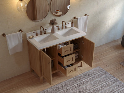Nashville Teak Wood 48 in. W x 22 in. D Double Sink Bathroom Vanity