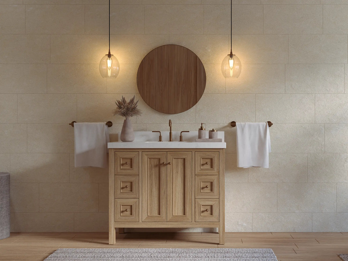 Nashville Teak Wood 42 in. W x 22 in. D Single Sink Bathroom Vanity