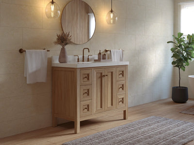 Nashville Teak Wood 42 in. W x 22 in. D Single Sink Bathroom Vanity
