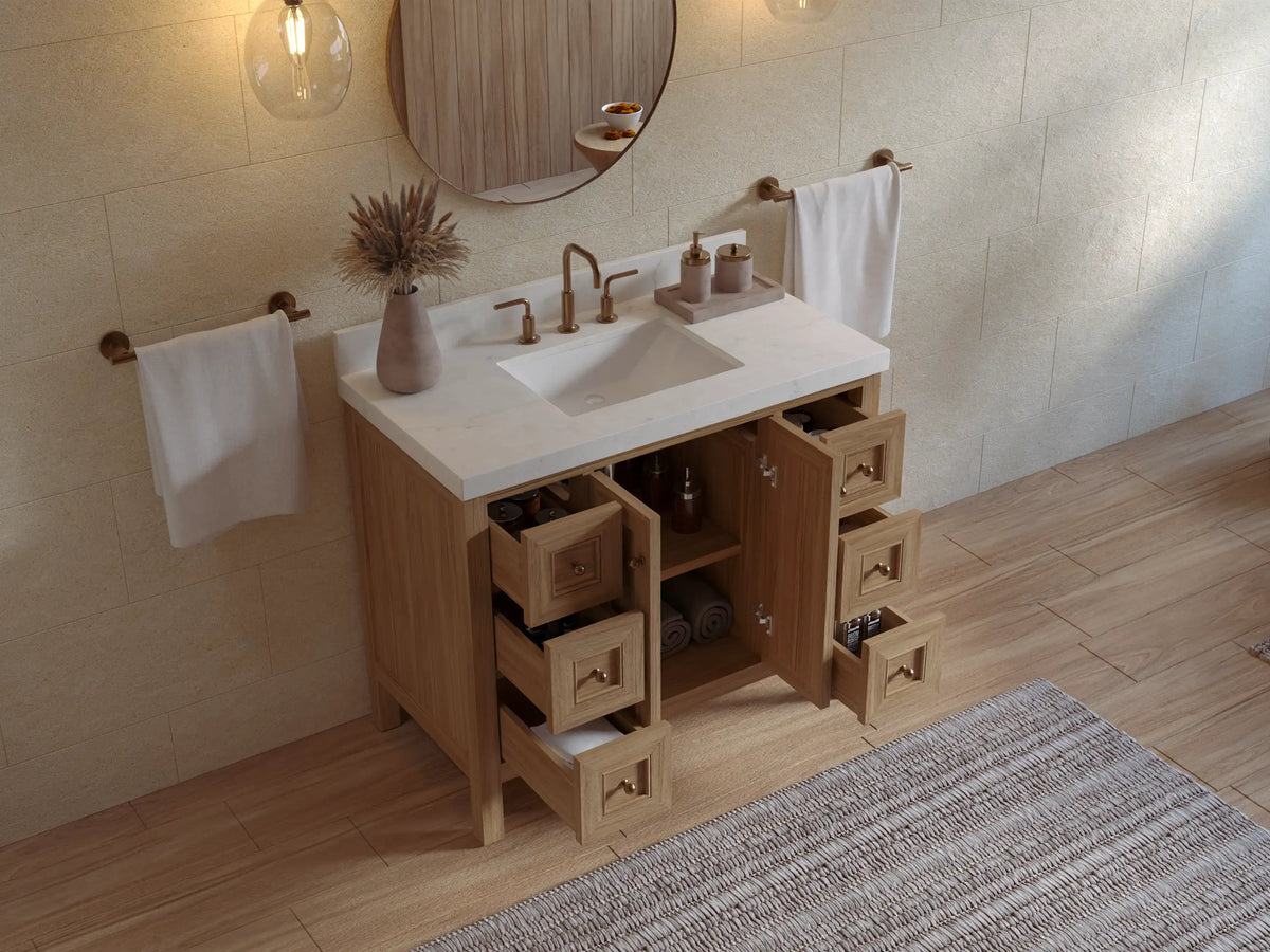 Nashville Teak Wood 42 in. W x 22 in. D Single Sink Bathroom Vanity
