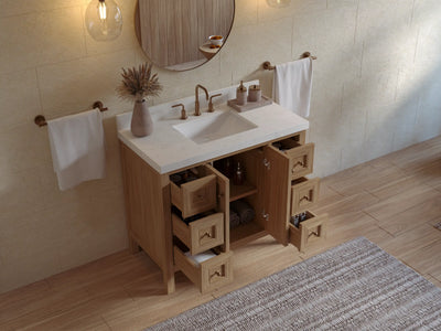 Nashville Teak Wood 42 in. W x 22 in. D Single Sink Bathroom Vanity