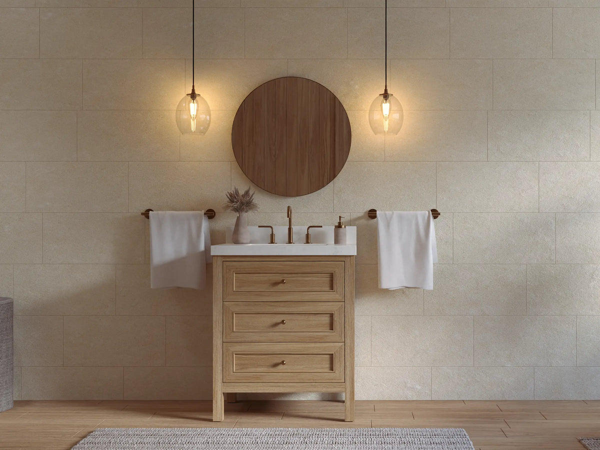 Nashville Teak Wood 30 in. W x 22 in. D Single Sink Bathroom Vanity