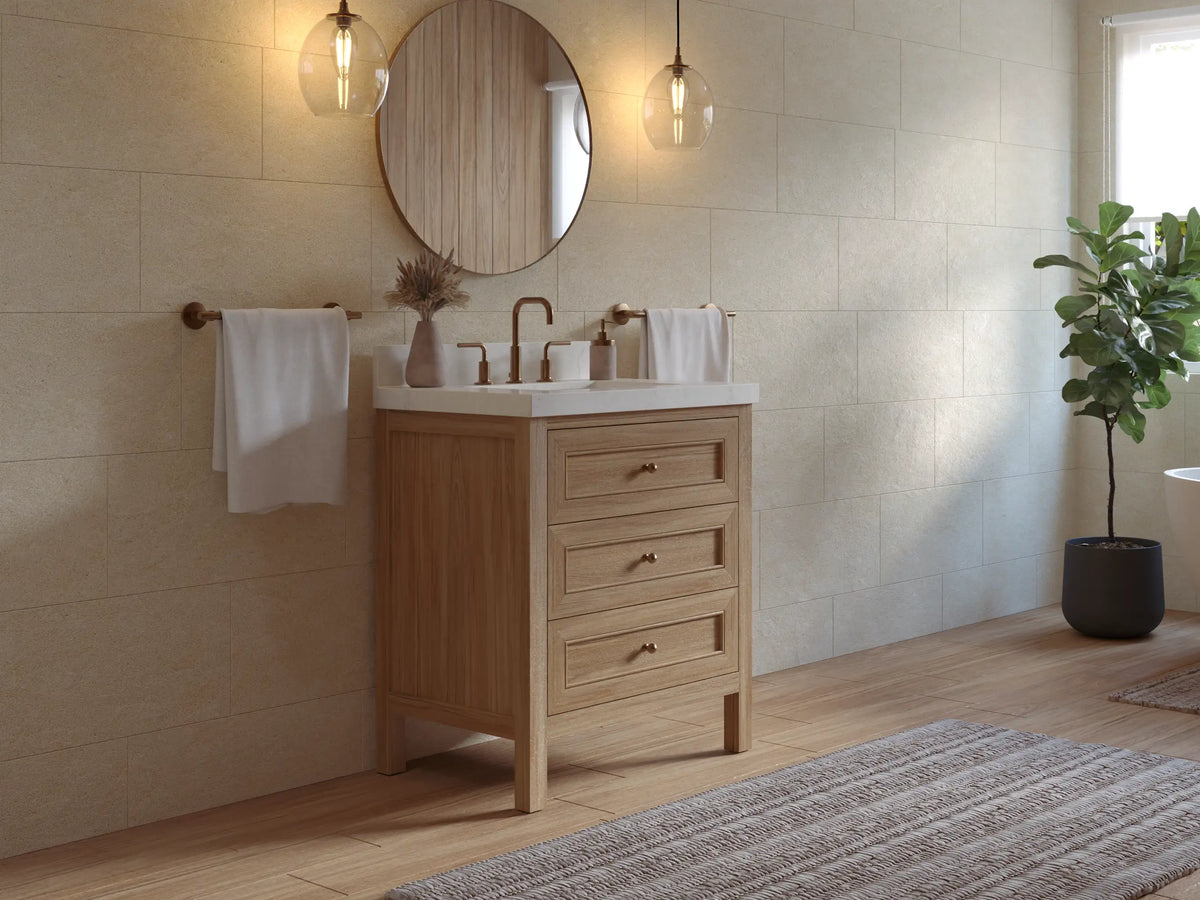 Nashville Teak Wood 30 in. W x 22 in. D Single Sink Bathroom Vanity