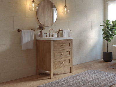 Nashville Teak Wood 30 in. W x 22 in. D Single Sink Bathroom Vanity