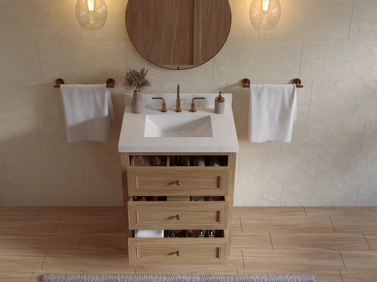 Nashville Teak Wood 30 in. W x 22 in. D Single Sink Bathroom Vanity
