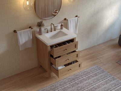 Nashville Teak Wood 30 in. W x 22 in. D Single Sink Bathroom Vanity