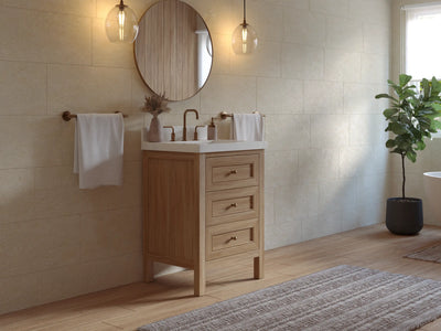 Nashville Teak Wood 24 in. W x 22 in. D Single Sink Bathroom Vanity