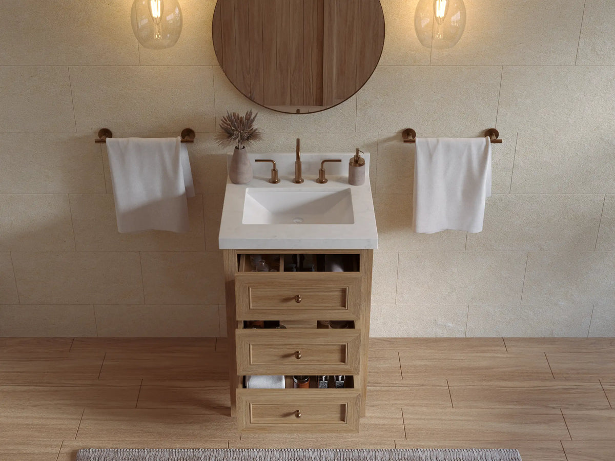 Nashville Teak Wood 24 in. W x 22 in. D Single Sink Bathroom Vanity