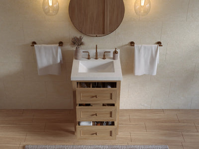 Nashville Teak Wood 24 in. W x 22 in. D Single Sink Bathroom Vanity