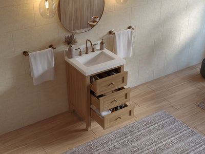 Nashville Teak Wood 24 in. W x 22 in. D Single Sink Bathroom Vanity