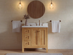 Nashville Teak Wood 36 in. W x 22 in. D Right Offset Sink Bathroom Vanity - photo 5