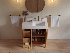 Nashville Teak Wood 36 in. W x 22 in. D Right Offset Sink Bathroom Vanity - photo 2