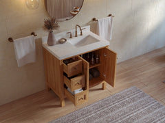 Nashville Teak Wood 36 in. W x 22 in. D Right Offset Sink Bathroom Vanity - photo 4