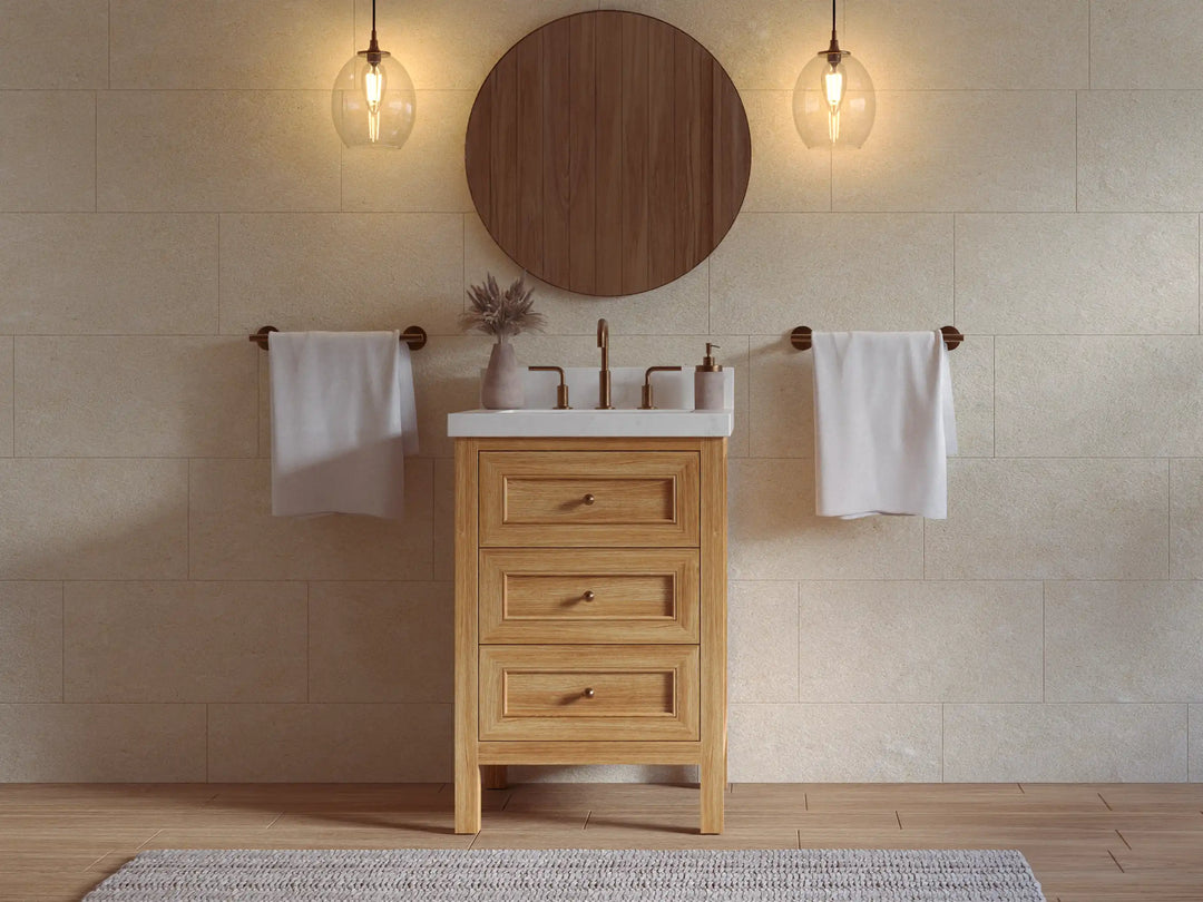 Nashville Teak Wood 24 in. W x 22 in. D Single Sink Bathroom Vanity | 
              
                Light Natural Teak
                
                  
             - NAS_TK_LNT_BRS_24 - photo №5