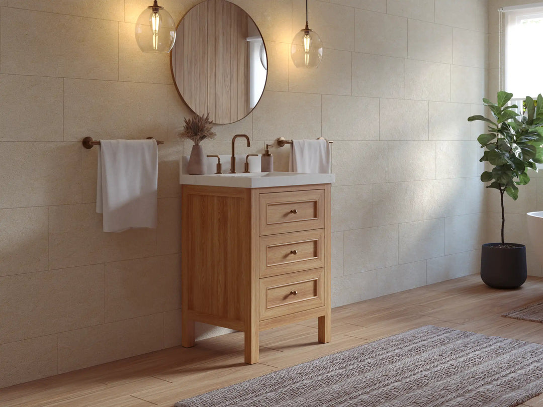 Nashville Teak Wood 24 in. W x 22 in. D Single Sink Bathroom Vanity | 
              
                Light Natural Teak
                
                  
             - NAS_TK_LNT_BRS_24 - photo №3